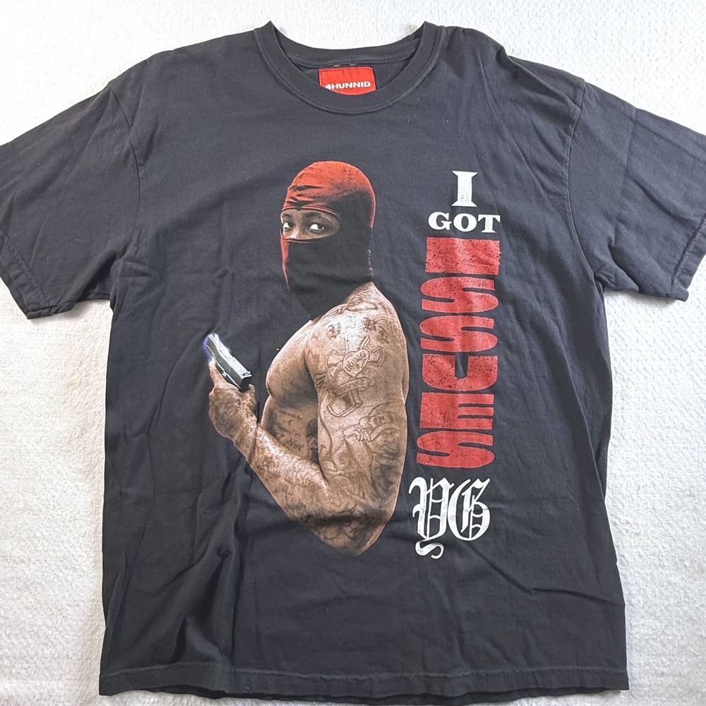 4Hunnid I Got Issues YG Graphic T-Shirt Mens XL Short Sleeve Black NWT - Picture 2 of 7